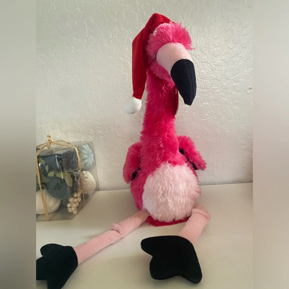 Dan Dee singing Pink Flamingo Macarena Christmas animated Santa hat NWT
